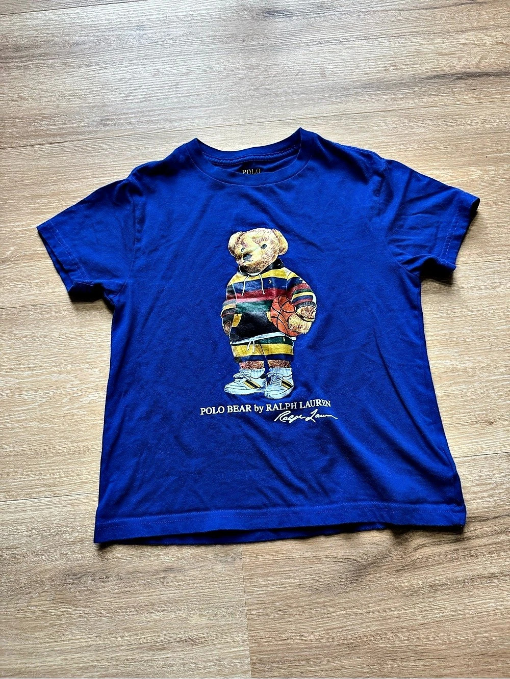 Polo Ralph Lauren Polo Bear T-Shirt Graphic Tee Blue Size 8 Cotton